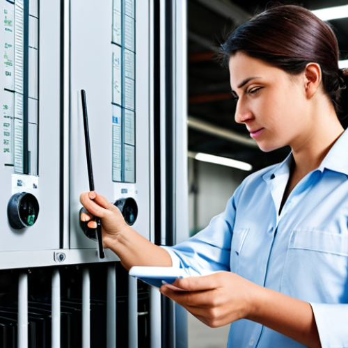 **

"A professional female engineer, fully clothed in modest work attire, inspecting a cooling system with a thermometer, perfect anatomy, correct proportions, natural pose, in a bright, modern industrial setting, appropriate content, safe for work, family-friendly."

**